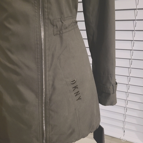 DKNY Trench Coat, Olive, Size Xsmall - Picture 6 of 13